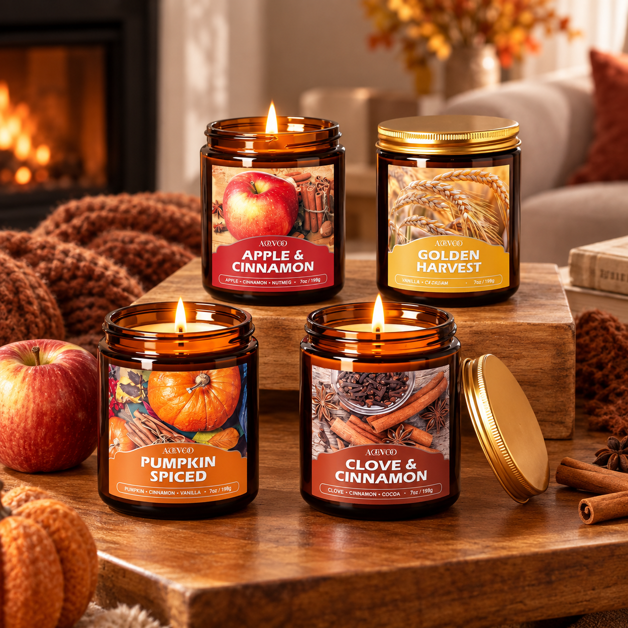 AOOVOO fall scented candle set with seasonal fragrances