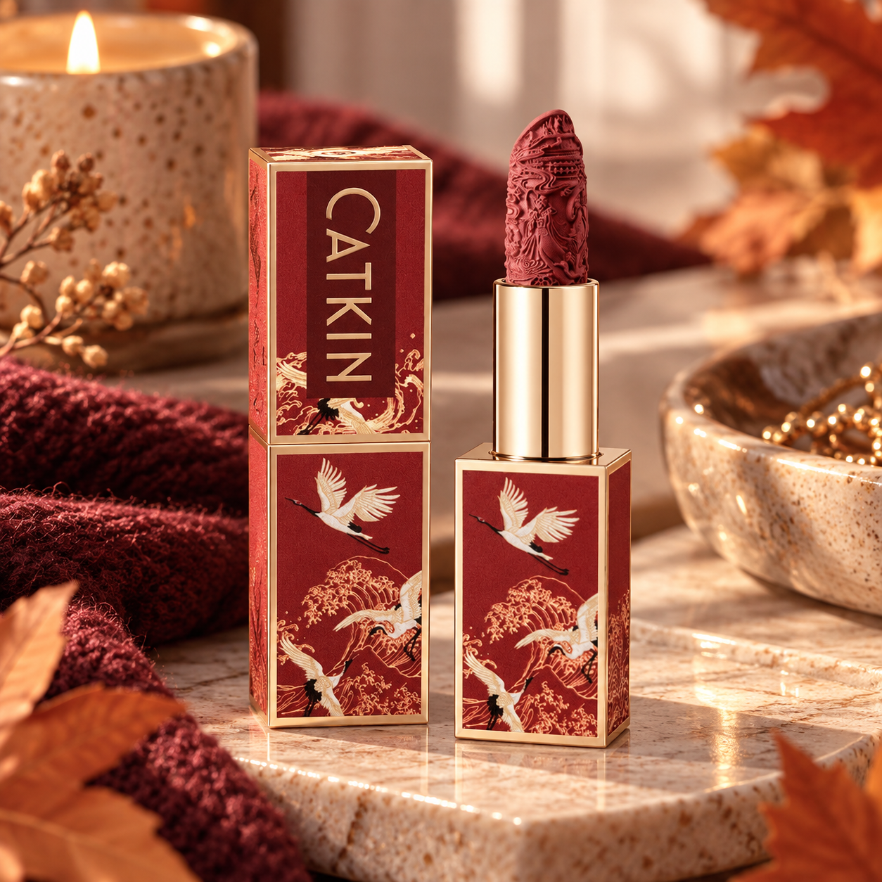 Catkin semi-matte lipstick in a warm fall shade