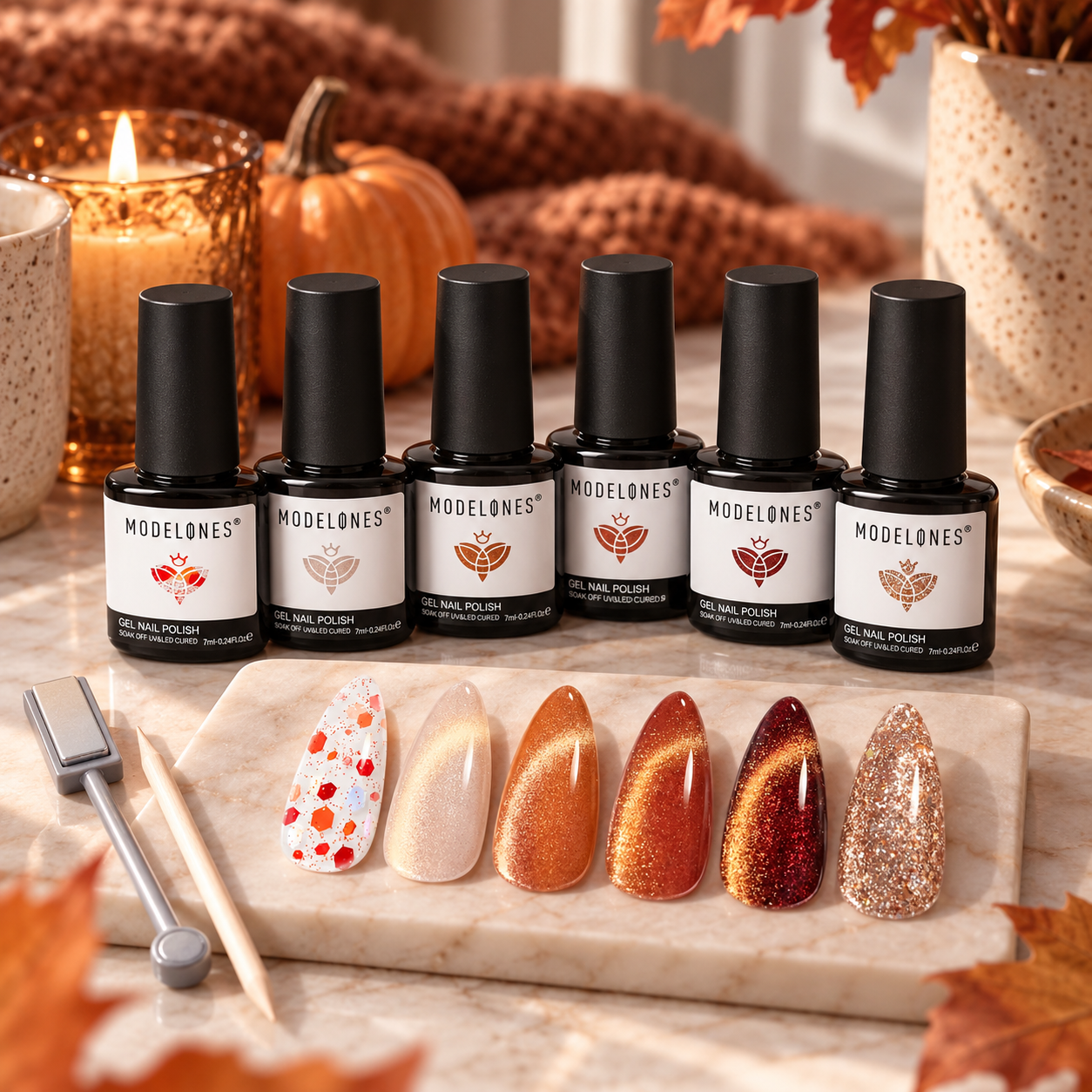 Modelones fall cat-eye gel nail polish set